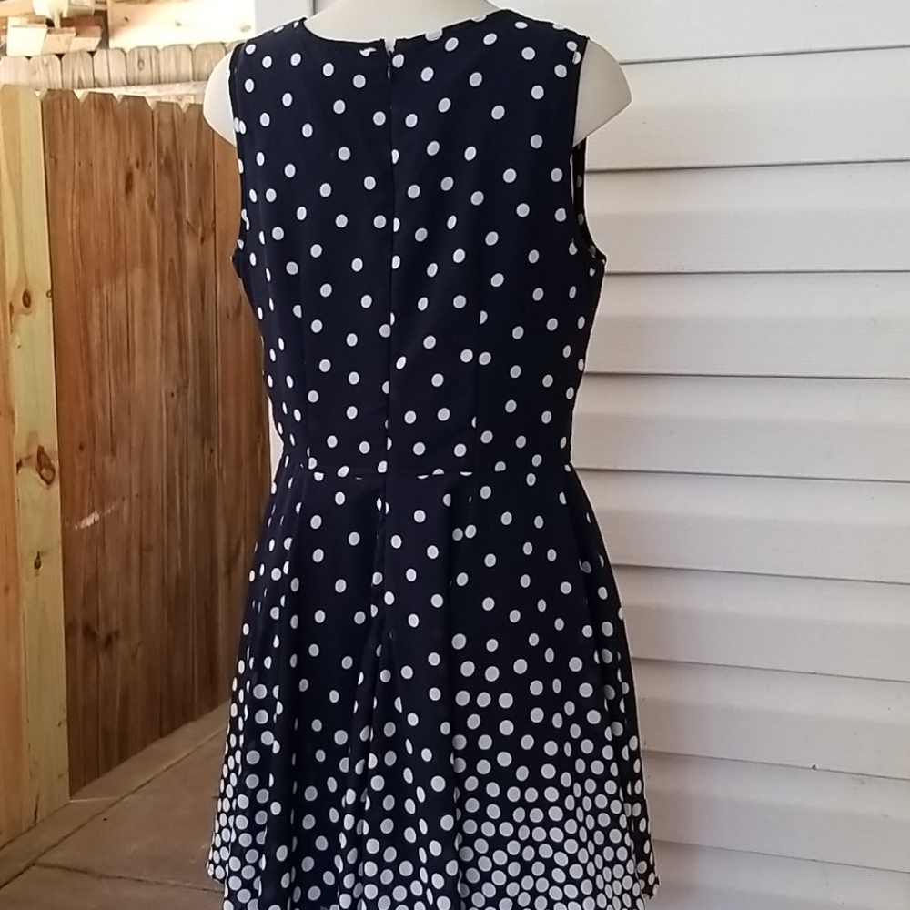 Maison Jules NavyWhite Polka Dot Dress L - Picture 4 of 5
